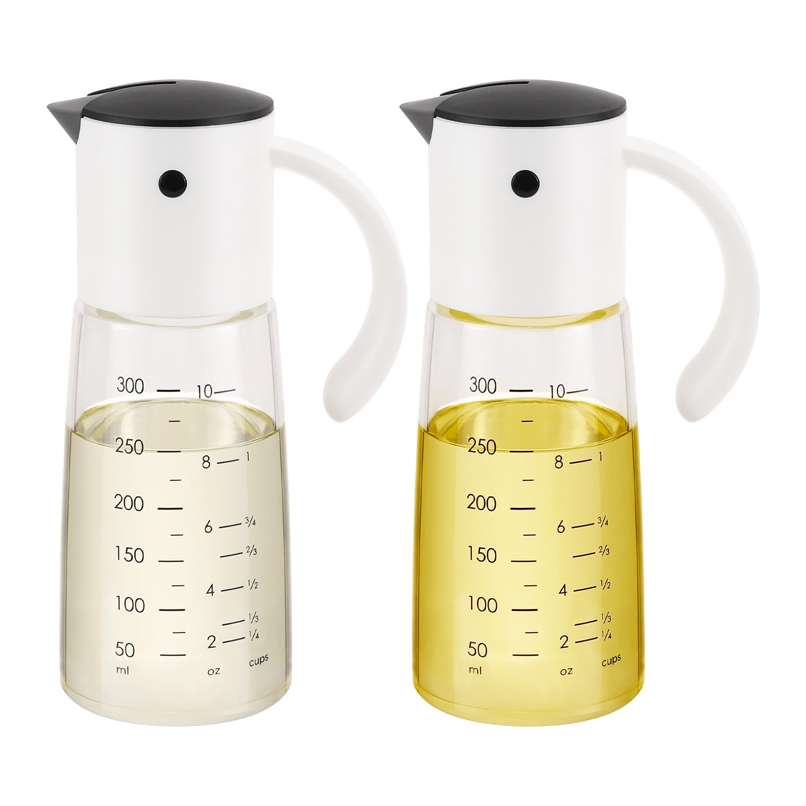 Vucchini Oil Dispenser Olive Oil Dispenser Bottle Set 10 oz for Kitchen Cooking - Auto Flip Condiment Container With Leakproof Vinegar Glass Cruet Non-Drip Spout