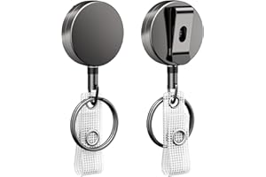 Pawfly 2 Pack Heavy Duty Metal Retractable Badge Reel for Badge Holder Metal Retractable Keychain All Metal Casing with Stain