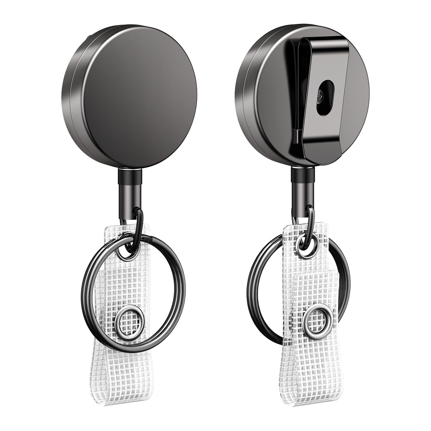Photo 1 of Uniclife 2 Pack Heavy Duty Metal Retractable Badge Reel for Badge Holder Retractable Keychain All Metal Casing with Stainless Steel Spring Coil 23.6 Inch Nylon Rope Belt Clip and Key Ring