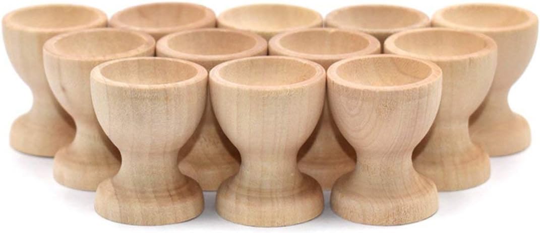 DLUcraft 12 PCS Egg Holder Stands Egg Cup Wooden Egg Holder Stands Easter Painted Graffiti Tools for DIY Blank Easter Eggs Painting Decoration