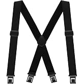 Yearntown Men's Belt Clip Suspenders | X Back Adjustable Hook Suspenders for Men, Heavy Duty Work Design, Elastic Straps, Fits Trousers Securely
