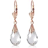 Galaxy Gold GG 14k Rose Gold Leverback Earrings with White Topaz