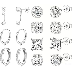 316L Steel Hypoallergenic Ear and Nose Ring Set with Spring Click Closure, Gentle Daily Wear Body Ornaments for Sensitive Ski