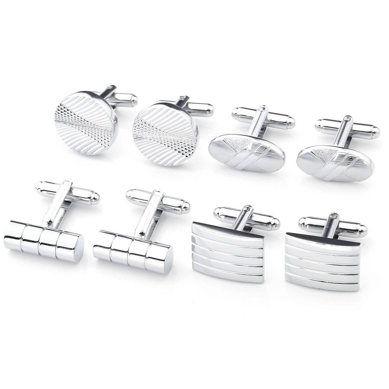 PiercingJak 4 Pairs Set Stainless Steel Exquisite GQ Classic Cufflinks