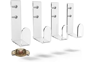 Otoolling 4 Pcs Wrestling Championship Belt Wall Display Holder Belt Horizontal Wall Mount Display Organizer Secure Rack for Wrestling Gifts and Awards