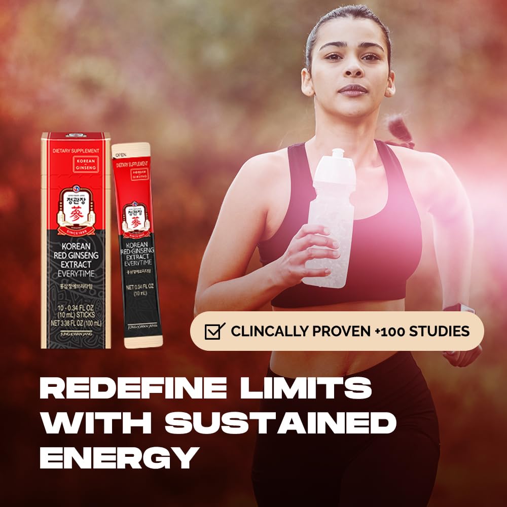 JungKwanJang Korean Red Ginseng Extract Everytime 3000mg | Sugar Free Energy Supplement, Ginseng Tea, Ginseng Supplement, Korean Food | Energy Boost,Stamina | 30 Count