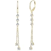 Moissanite Drop Dangle Earrings for Women 925 Sterling Silver Leverback Earring D-E Color VVS1 Clarity Hypoallergenic Jewelry Promise Birthday Christmas with Certificate