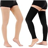 20-30mmHg Thigh High Compression Stockings for Women & Men, Footless Over the Knee Compression Socks with Silicone Band & Anti-Drop Straps, Medical Support for Varicose Veins, Edema, Swelling, DVT