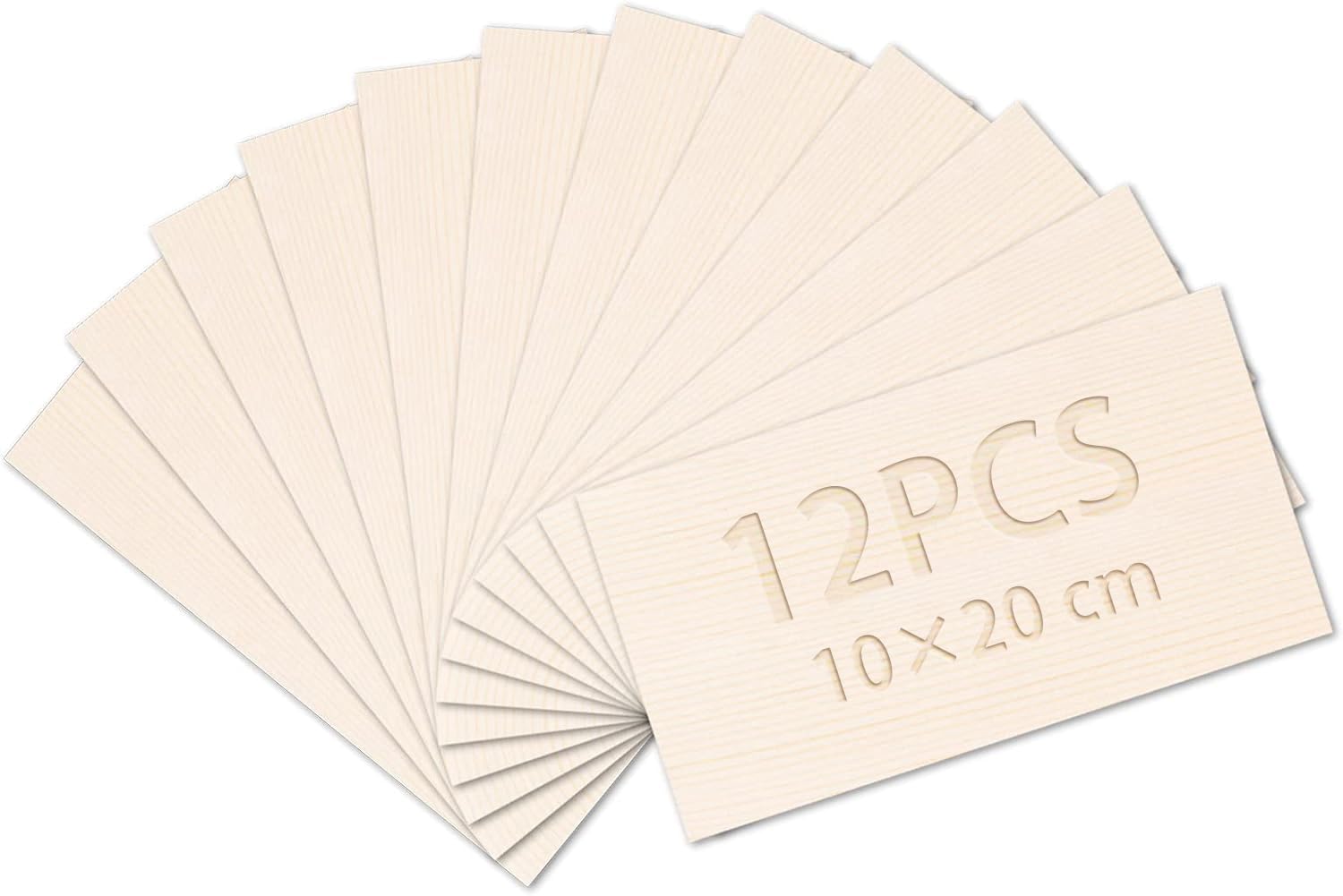 DOITEM Balsa Wood Sheets, 12Pcs Thin Wood Sheets Balsa Wood 200x100x1.5mm Wooden Blank for Cricut Maker Wood Craft Painting Engraved Model Making Projects (DT1029)