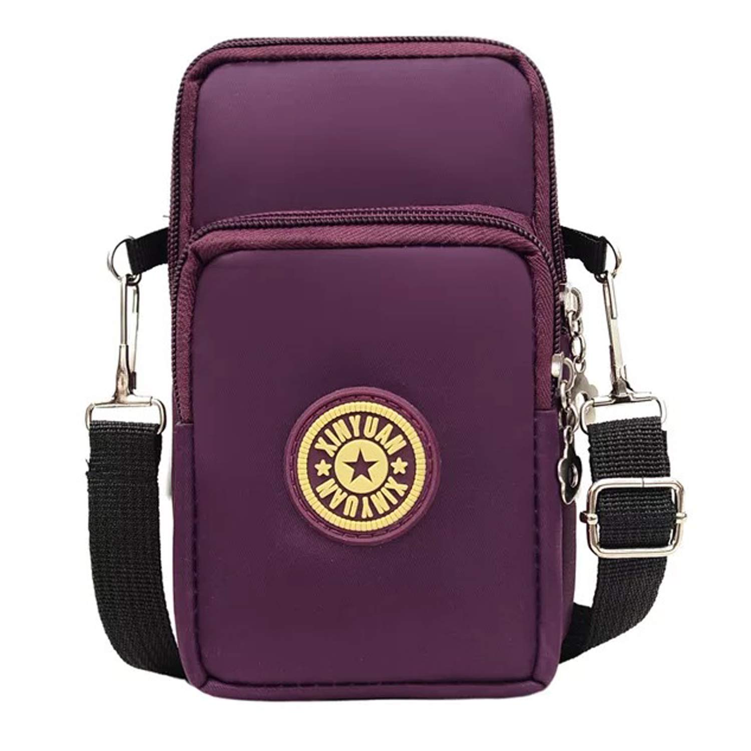 Multifunction Mini Crossbody Bag, TCHEER Waterproof 3 Layer Phone Pouch Purse Teenage Girl Gifts for Smartphone 6.5" Makeups Cash Keys Cards (Purple)