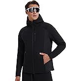 Mudere Men's Lightweight Softshell Jacket with Hood Fleece Lined Waterproof Windbreaker Zip Up Winter Coat for Outdoor Hiking