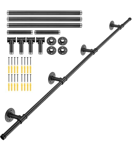 Black Friday Pasamanos De Escalera De Tubo Pasamanos De Escalera De 11 Pies Capacidad De Carga De 440 Libras Pasamanos De Tubo De Acero Al