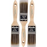 Pro Grade Paint Brushes, 1.5 Inch Flat Paint Brush, Trim &amp; Stain, 3 Pack | Interior &amp; exterior | Cabinets, doors, fences &amp; decks | Latex &amp; oil-based | Medium stiff bristles, softwood handles