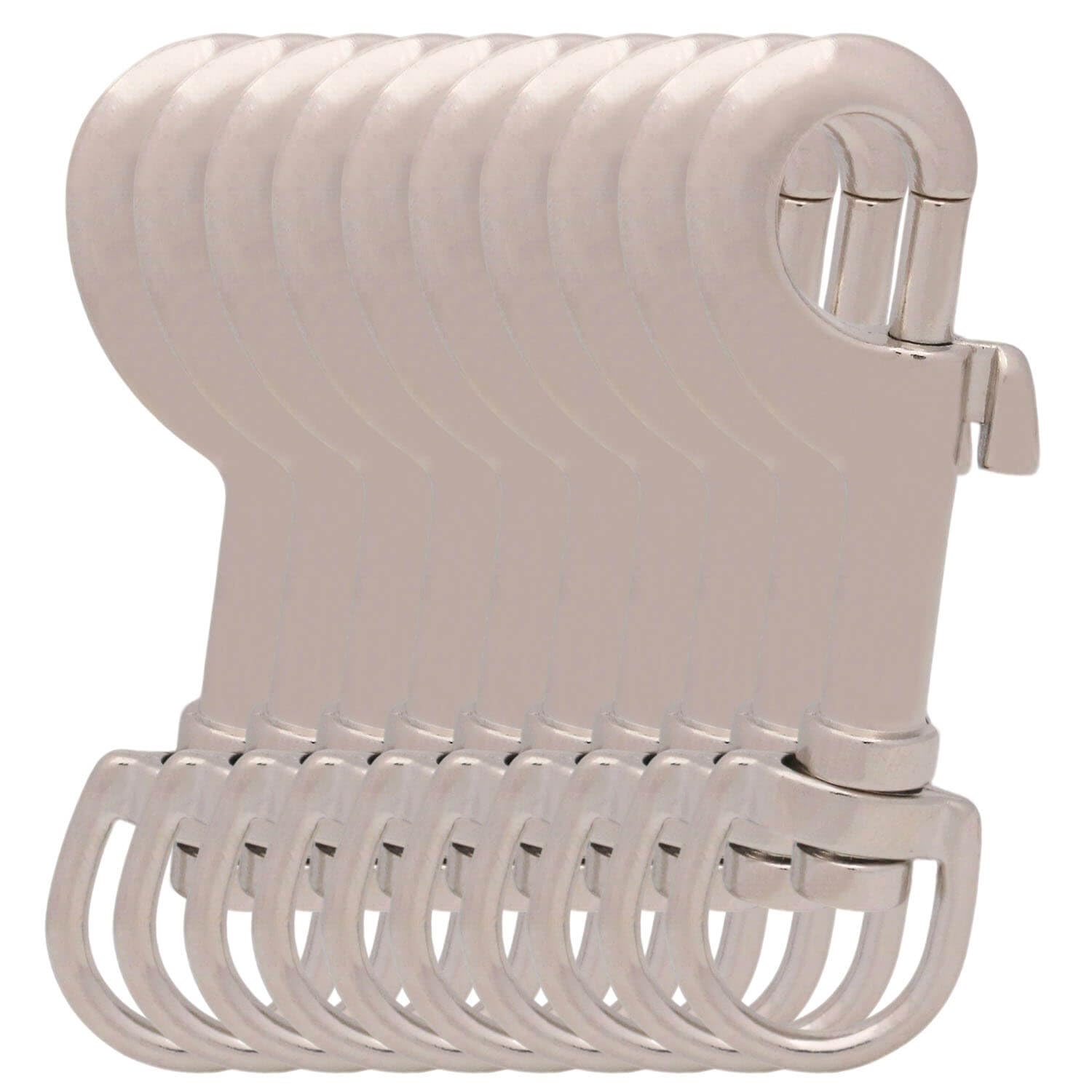 BIKICOCO 3/5'' Swivel Bolt Snap Hook Lobster Claw Clasp Trigger Spring Loaded Clip, D-Ring Ended, Silver - Pack of 10