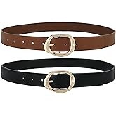 Earnda Leather Belts for Women Casual Fashion Waist Belt with Liquid Shapes Gold Buckle for Jeans Pants Dresses
