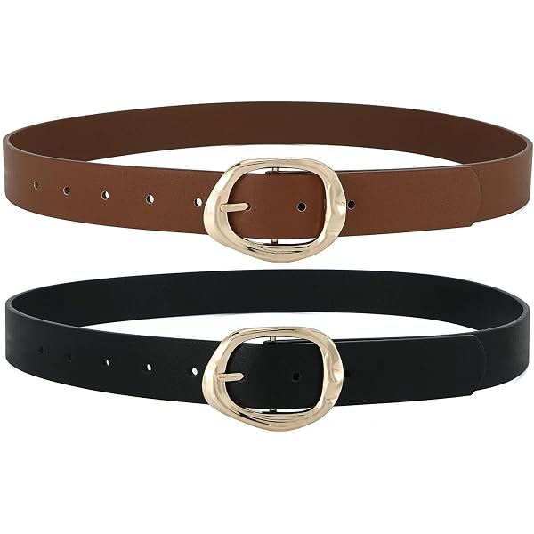 TRIWORKS 2 Pack Leather Belts for Women Fashion Waist Belt  display picture 1