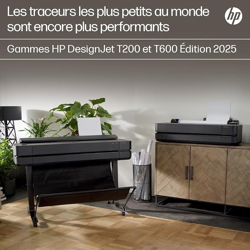 DesignJet T630 24, 61cm, Imprimante Grand Format, Traceur, Standard A4-A1, 76 Impressions A1/h, Wi-FI, Ethernet, USB, 2400x1200dpi, Métal recyclé, Version 2025, Garantie 1 an, Click, Noir