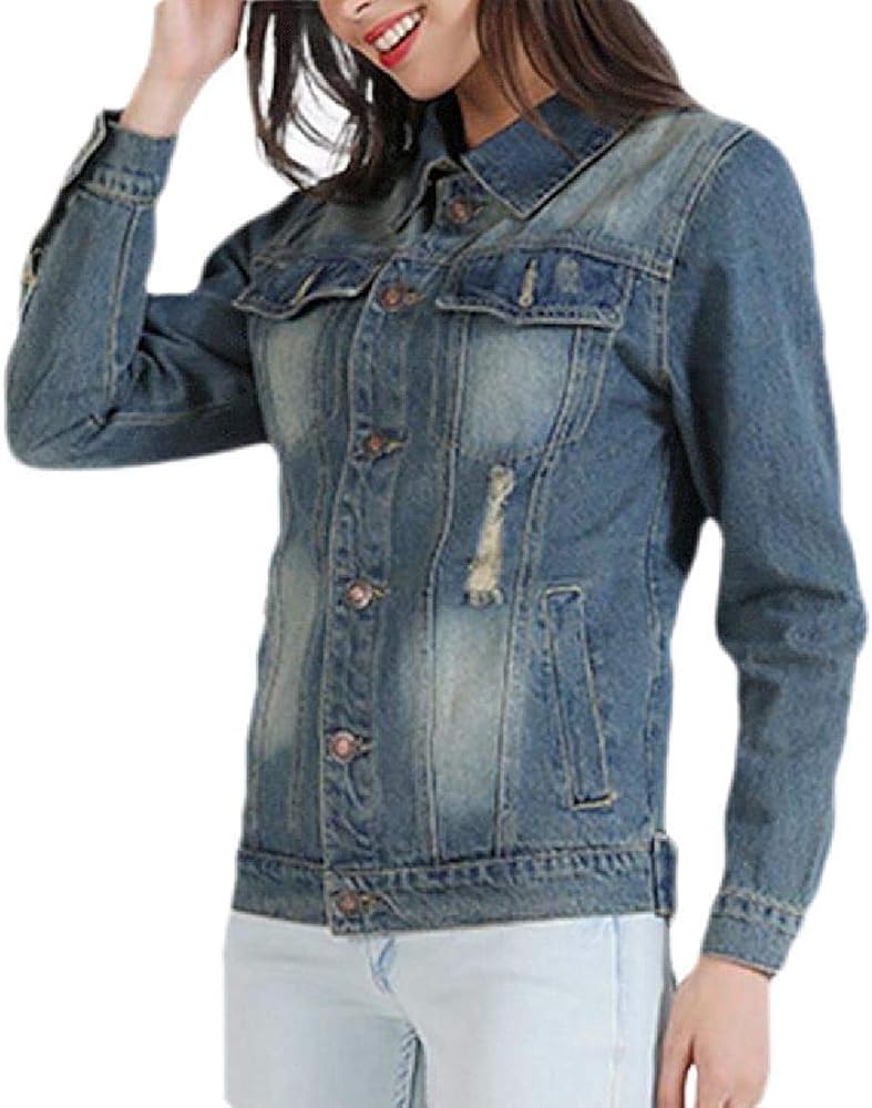 dark blue ripped denim jacket
