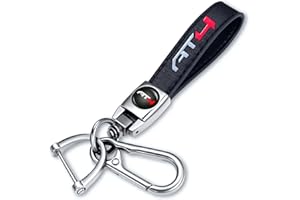 Incredikoo Genuine Leather Car Keychain Keyring Accessories Compatible with GMC AT4 Car Keychains Family Present for Man and Woman（Silver）