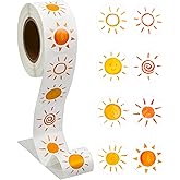 Henoyso 1 Roll 500 Pcs First Trip Around The Sun Stickers for Kids Sunshine Birthday Party Favor Stickers 8 Styles Cute Self Adhesive Labels for Boys Girls Baby Shower Party