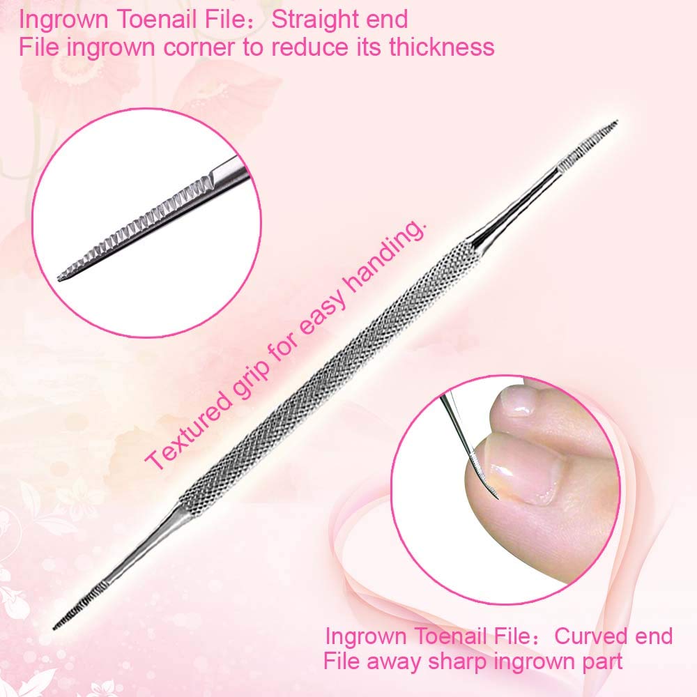 3PCS Ingrown Toenail File and Lifter Set Manicure File Stainless Steel Double Sided Ingrown Toenail Tool Kit, Pedicure Tools with Storage Box by NANTuYo: Beauty