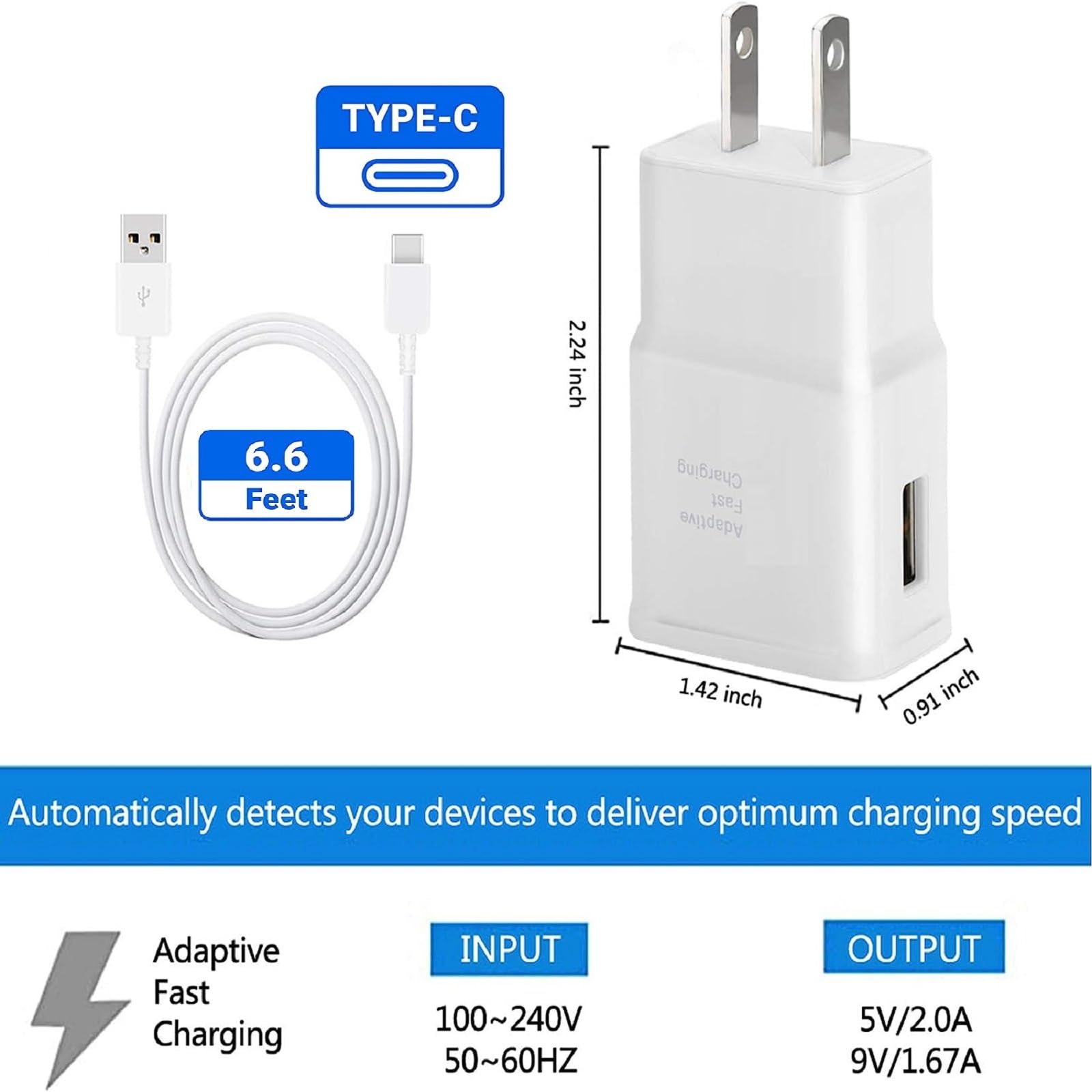 for Samsung Fast Charging Cord 6FT Type C Charger USB Wall Charger Block Samsung Fast Charger for Galaxy S9 S10 S10+ S20 S21 S22 S23 S24 S25 Plus/Ultra/FE,A55/A54/A56/A16/A15/A14/A25/A35,Note 20/10/9
