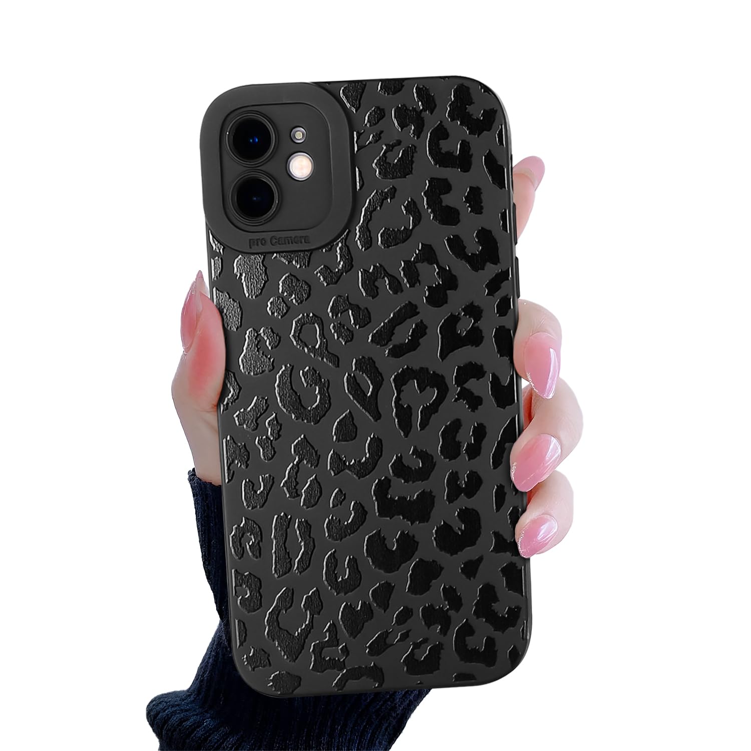 Compatible for iPhone 11 Case, Black Small Leopard Cute Cheetah Pattern Design for Women Girls, Soft TPU Slim Profile, Anti-Slip Shockproof Protective Girly Case for iPhone 11