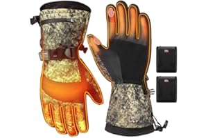 KEMIMOTO Heated Hunting Gloves Camo, Flip Magnetic Winter Heated Gloves for Men Women, Camouflage Thermal Electric Hunter Gear with 2 Rechargeable Battery Packs, 3 Heat Settings Max 140°F Warm