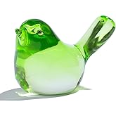 Ornalrist Crystal Green Birds Figurines Home Decor, Glass Art Birds Collectible Figurines Paperweights Crystal Decor Gifts for Women Mom Friends (Green)