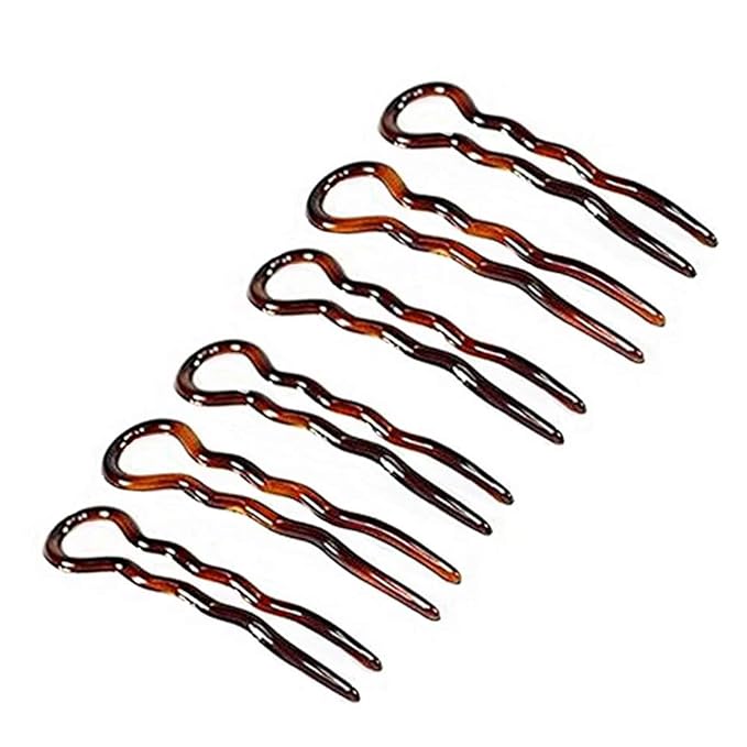 6PCS Plastic U Shaped Hair Pins Bobby Pin Wavy Crink U