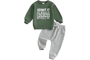 wdehow Toddler Baby Boy 2Pcs Outfits Letters Print Pullover Tops + Drawstring Pants Set Fall Winter Clothes