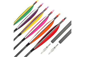 30 inch Archery Carbon Arrows Practice Hunting Arrows Spine 400 with 6 inch Real Feather fletching for Recurve & Compound Bow