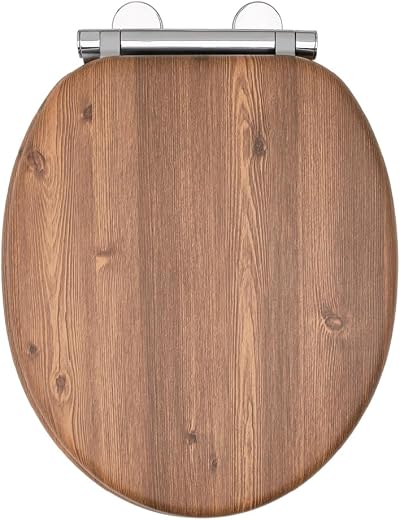 AQUALONA Premium Soft Close Toilet Seat Moulded Wood Teak