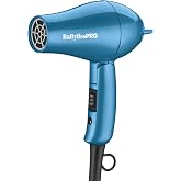 BaBylissPRO Nano Titanium Travel Hair Dryer, 1000 Watt Professional Blow Dryer with Concentrator Nozzle, Foldable Handle, Dual Voltage