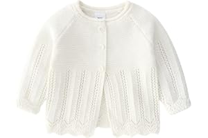 CHENGCHUANG Baby Girls Knitted Cardigan Sweater Crewneck Knit Crochet Button Closure Cardigan Tops Coat Outwear for Toddler
