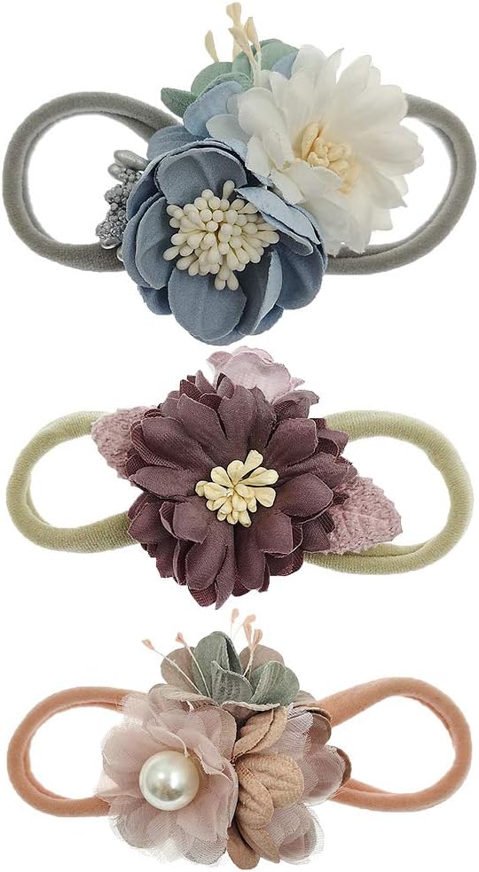Baby Floral Headbands 3pcs Set Flower Crown Elastic HairBand for Newborn Infant Toddler Girls Accessories …