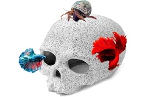 Aquazoo Aquarium Decoration Rock Caves, Hideaway for Shrimp Cichlid Hiding Breeding Spawning, Professional Hideout Decor for Territorial Fish (Skull)