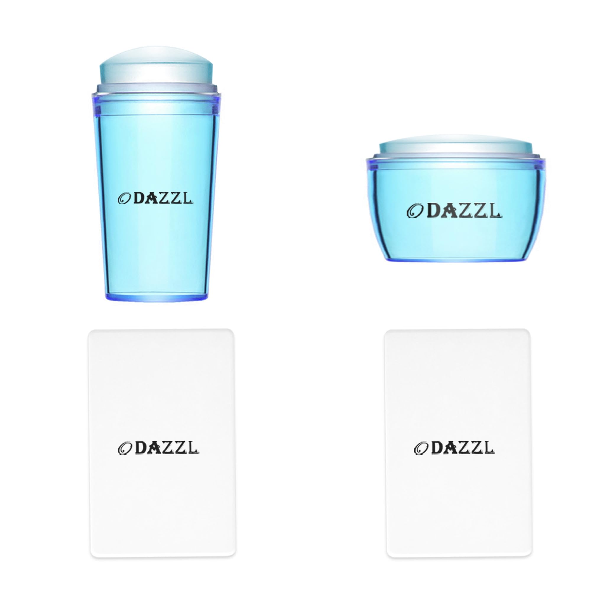 ODazzl Nail Art Stamper 4Pcs Nail Stamp Kit for French Tip, Silicon Jelly Nail Stamping with Scrapers, Nail Stamper for French Design and Manicure