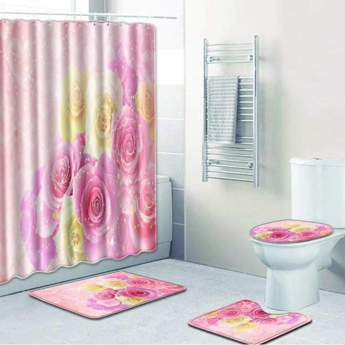 Home Furniture Diy Purple Galaxy Unicorn Shower Curtain Bathmat Toilet Cover Rug Bathroom Decor Set Na Ribe Dk