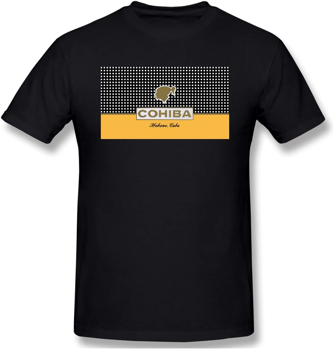 Liteschi Mens Cohiba Cigars Cool T-Shirt Black with Mens Short Sleeve