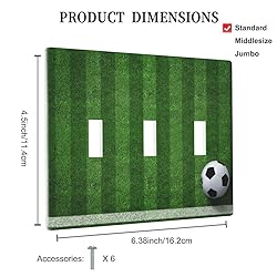 Pznen Triple Toggle Wall Plate, Green Football