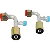 Wisepick Air Conditioning AC Fitting Set #8 and #10 Female Oring Beadlock 90 Degree with R134a Pressure Valve
