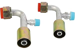 Wisepick Air Conditioning AC Fitting Set #8 and #10 Female Oring Beadlock 90 Degree with R134a pressure valve