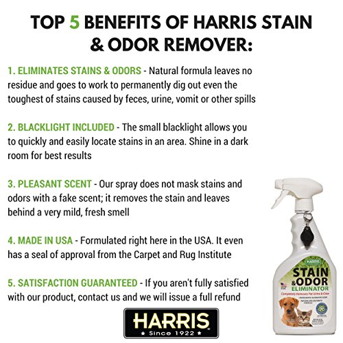 Harris Pet Stain & Odor Remover Professional Strength by Harris with Free Stain Detection Blacklight by Harris, 32oz Enzyme Spray for Dog and Cat Urine (1-Pack) - Thumbnail 4