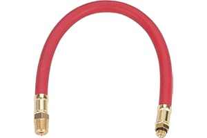 Hromee Tire Inflator Hose, 12 Inch Red Rubber Hose Whip for Tire Pressure Inflator Gauge