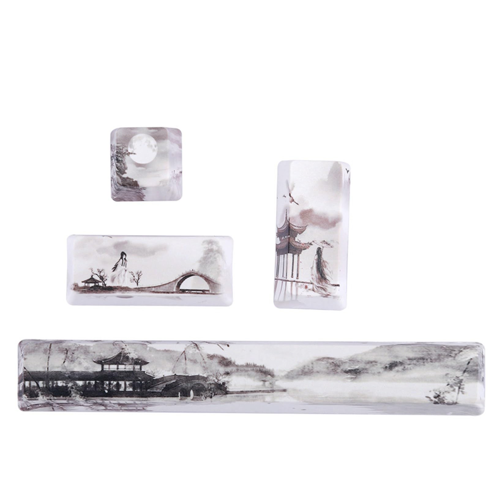 Heayzoki 4 Mechanical Keycap Set, Universal Space, ESC, Enter, Numpad Enter Keycaps for DIY Mechanical Gaming Keyboards, PTB PC Gaming Mechanical Keyboard (Grey)