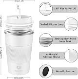 CS COSDDI Travel Mug Insulated Stainless Steel 380 ml White-A Leakproof Lid view 4