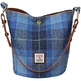 TAILORMAP Harris Tweed Bucket bag Shoulder bag Handbag for Women with Microfiber-leather Strap,9.8 * 8.6 * 7 inch