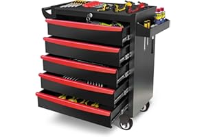 Barphygo 5-Drawer Rolling Tool Box, Tool Chest with Wheels & Lock Garage Storage Cabinets Tool Cart on Wheels, Toolbox Organization Workbench for Garage, Workshop, Warehouse & Repair Shop