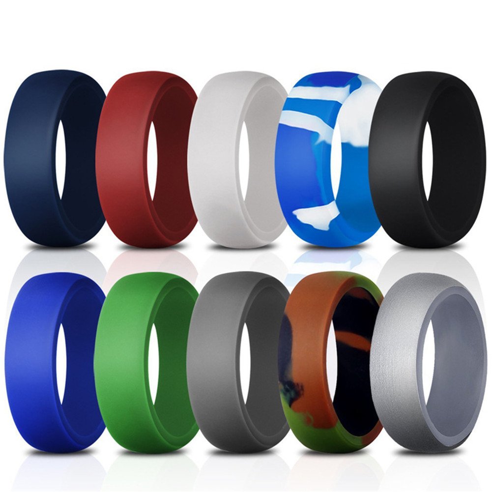 PAMTIER 10 Pack Affordable Silicone Rubber Wedding Bands Durable Comfortable Antibacterial Rings Size V — image 1